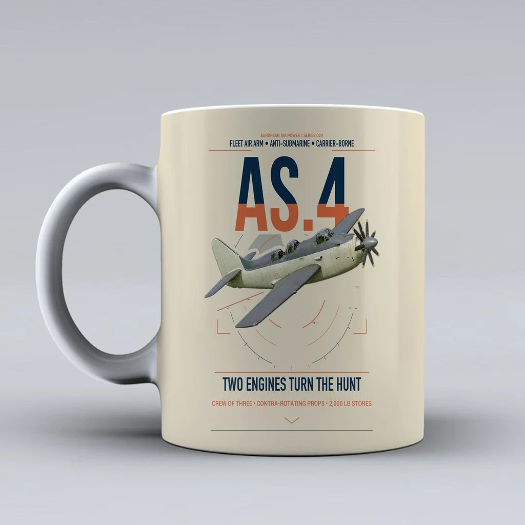 Fairey Gannet AS.4 design on beige ceramic mug, double-side print
