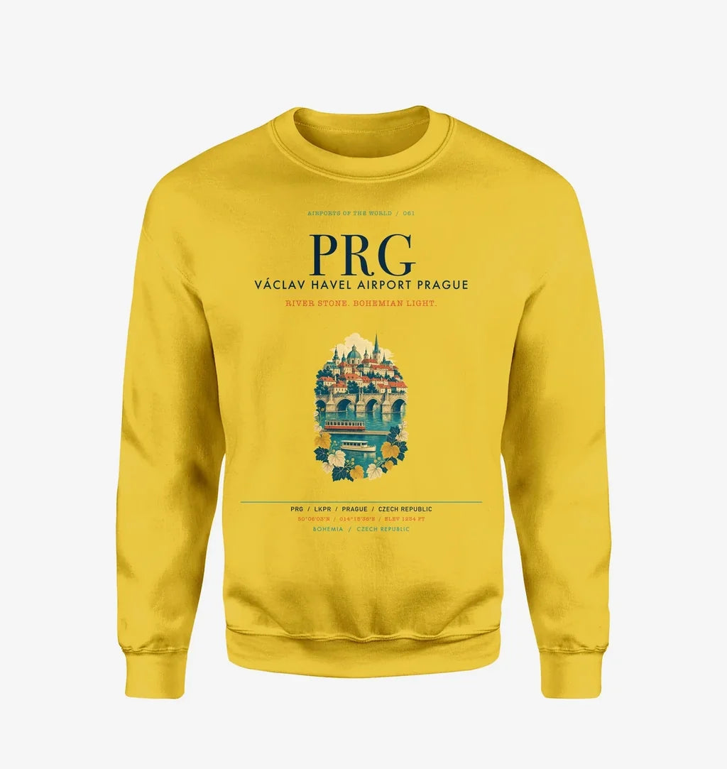 Václav Havel Airport Prague (PRG) design on yellow sweatshirt