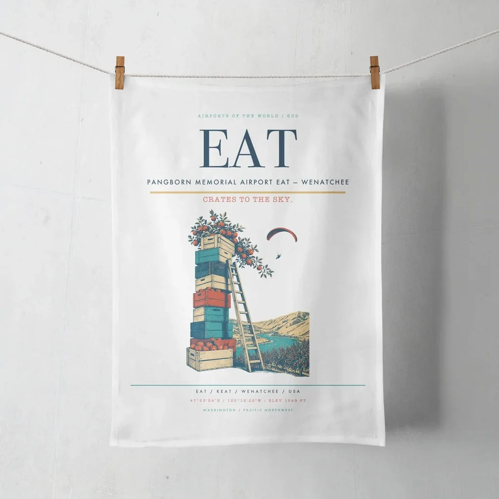 Pangborn Memorial Airport (EAT) design on white towel