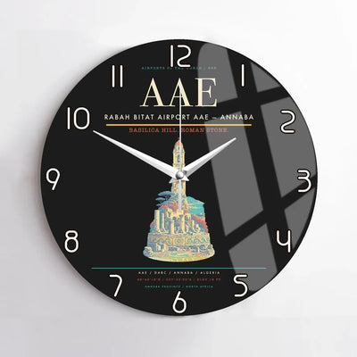 Rabah Bitat Airport (AAE) design on black no frame wall clock