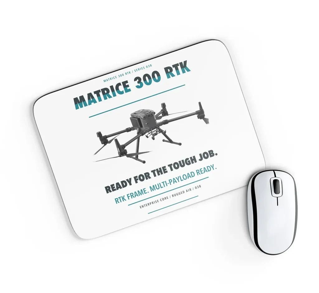 DJI Matrice 300 RTK design on white rectangle mouse pad
