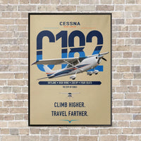 Thumbnail for Cessna 182 Skylane vertical canvas print - framed - beige background