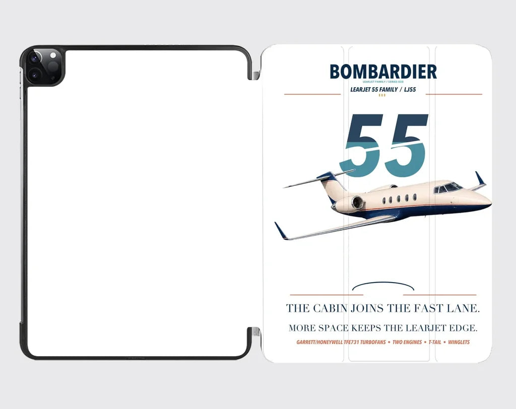 Bombardier Learjet 55 design on white ipad tablet case