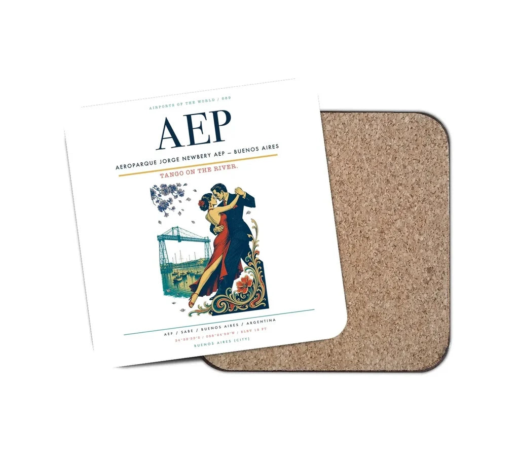 Aeroparque Jorge Newbery (AEP) design on white 1 piece coaster