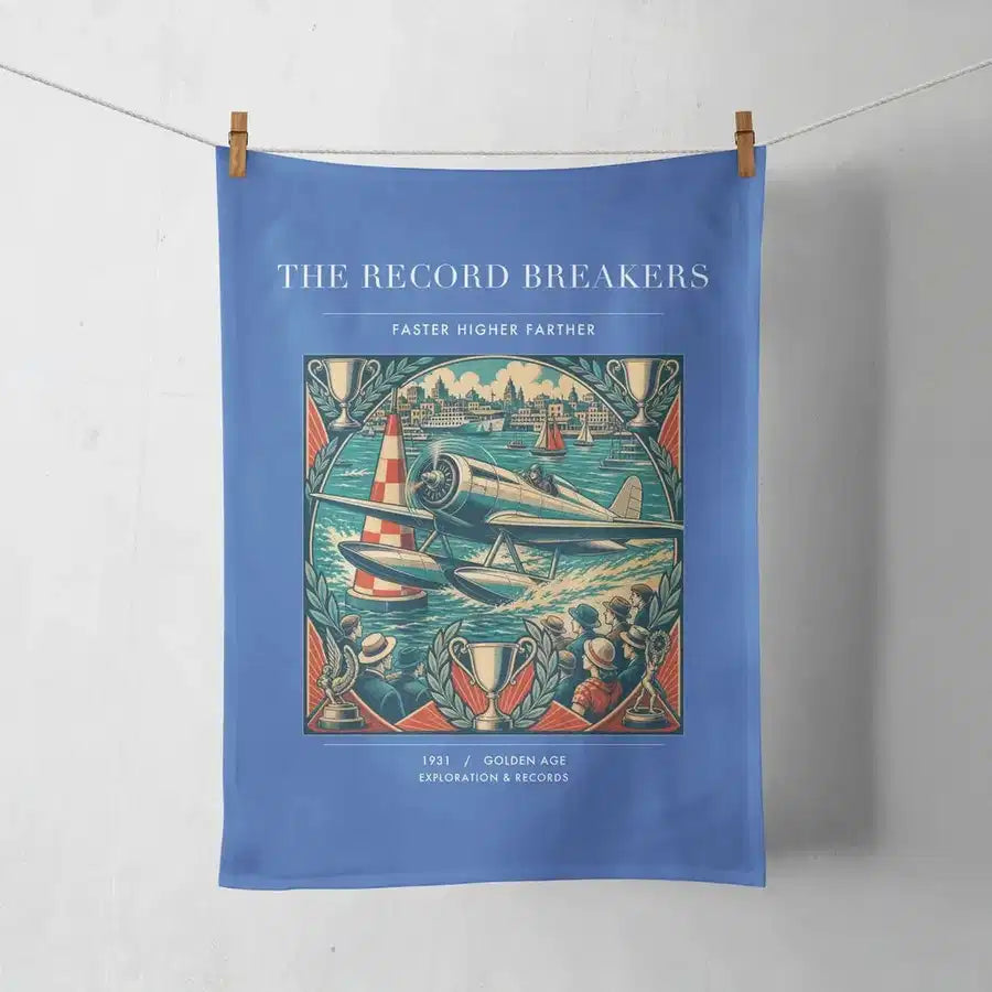 VINTAGE G4030 - The Record Breakers - Designed Towels design on blue