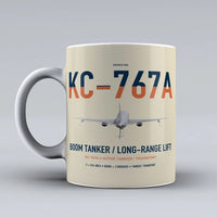 Thumbnail for Boeing KC-767A design on beige ceramic mug, double-side print
