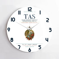 Thumbnail for Islam Karimov Tashkent International Airport (TAS) design on white no frame wall clock