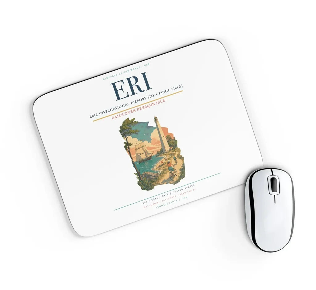 Erie International Airport (Tom Ridge Field) (ERI) design on white rectangle mouse pad