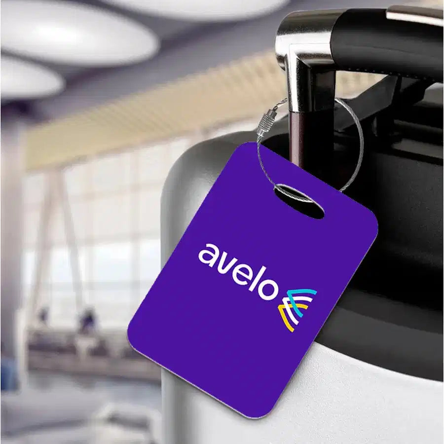 Acrylic luggage tag with Avelo Airlines design — view 2.