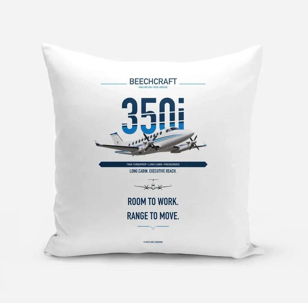 Beechcraft King Air 350i design on white pillow