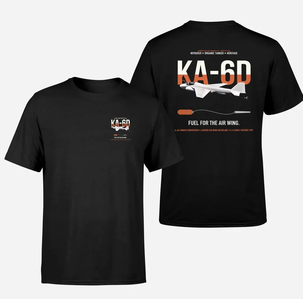 KA-6D Intruder design on black double-side t-shirt, double-side print