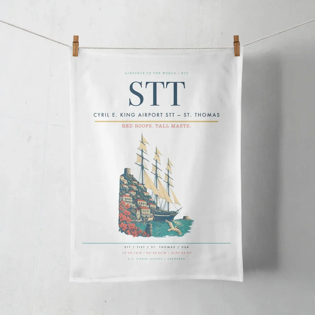 Cyril E. King Airport (STT) design on white towel