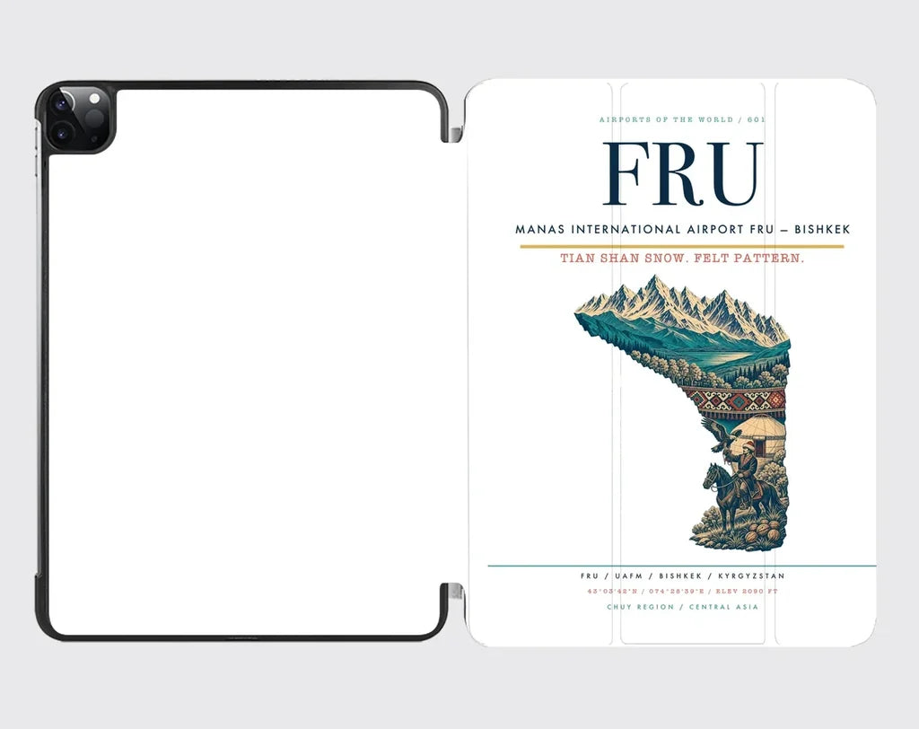 Manas International Airport (FRU) design on white ipad tablet case