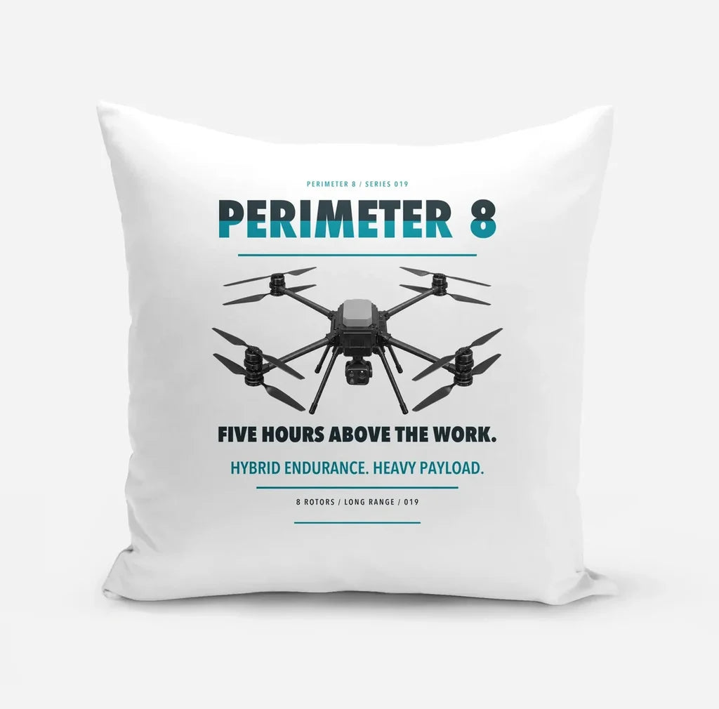 Skyfront Perimeter 8 design on white pillow