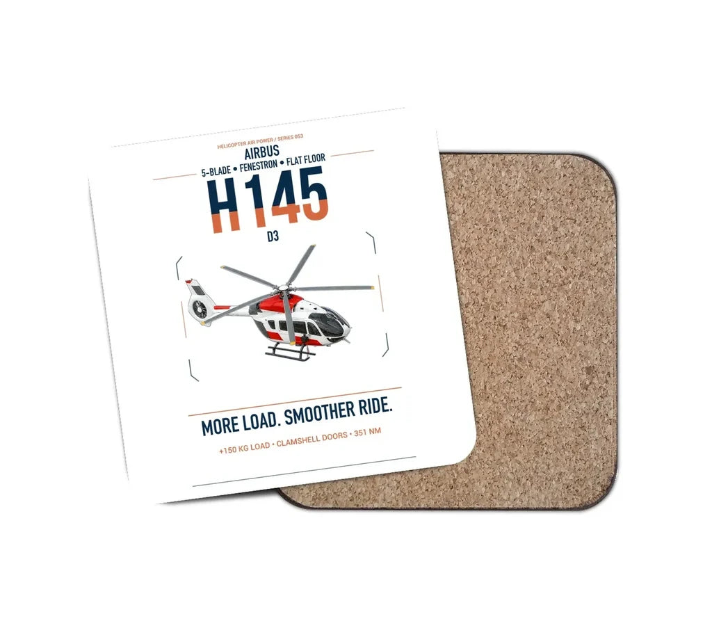 Airbus H145 D3 design on white 1 piece coaster