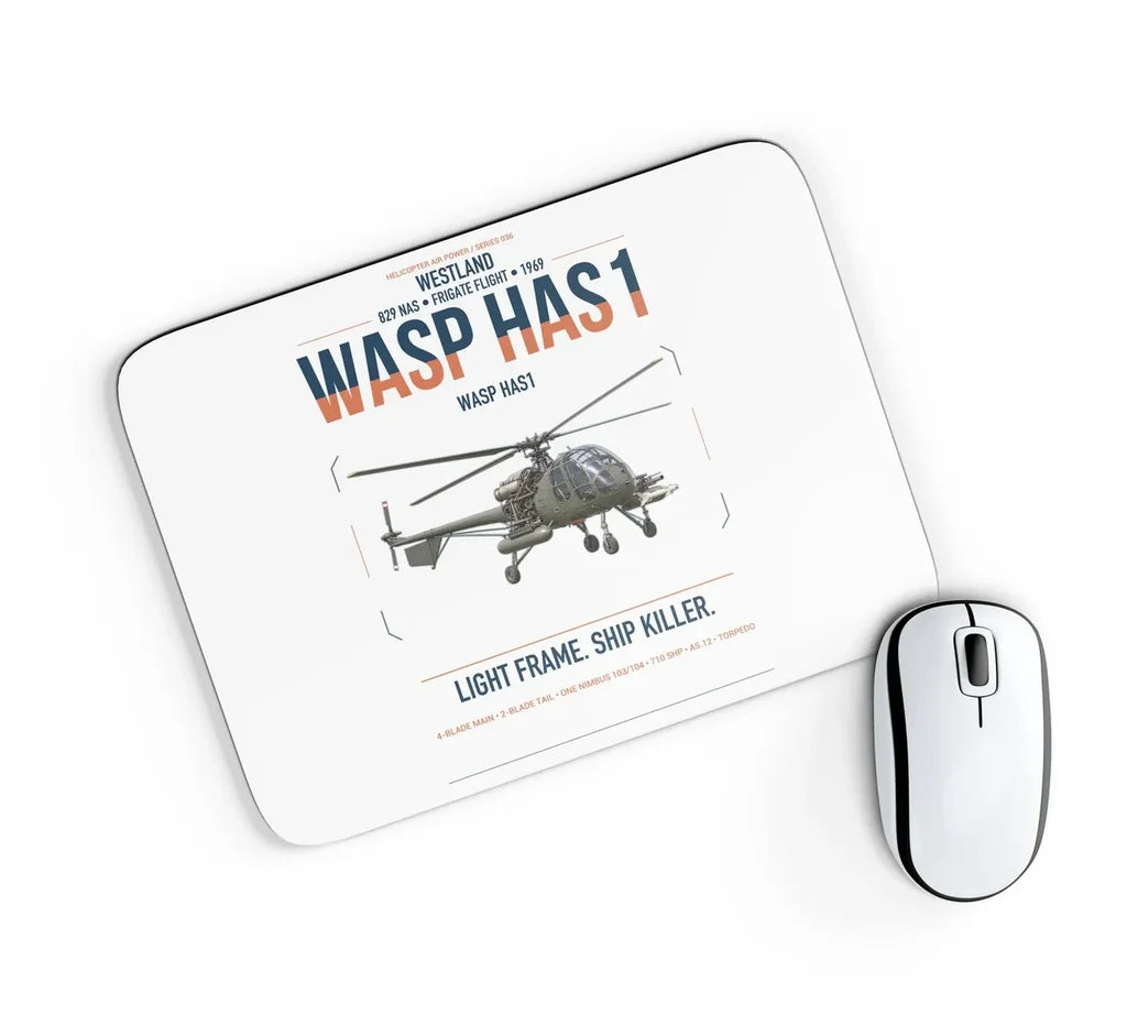 Westland Wasp HAS1 design on white rectangle mouse pad