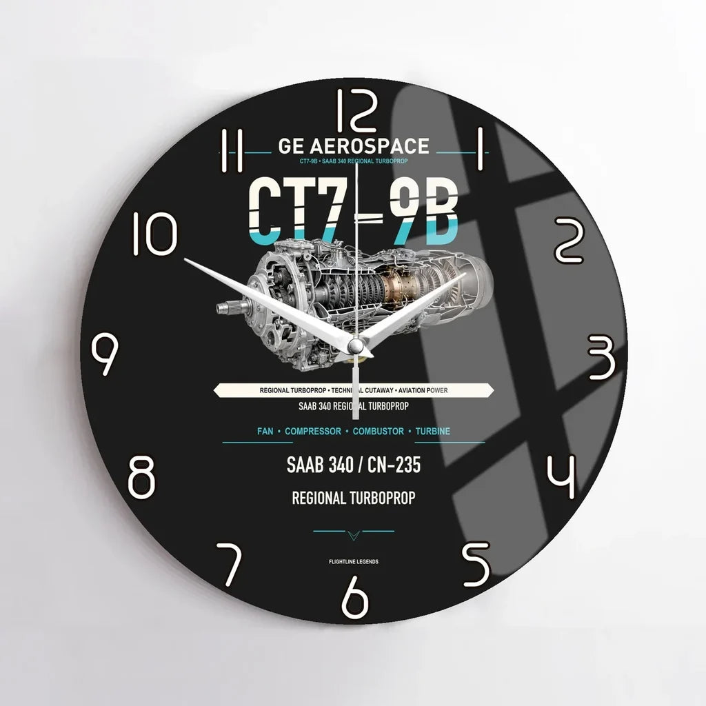 CT7-9B design on black no frame wall clock