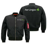 Thumbnail for Aer Lingus Airlines aviation design embroidered on black bomber jacket