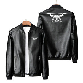 Drone Silhouette PU Leather Jackets