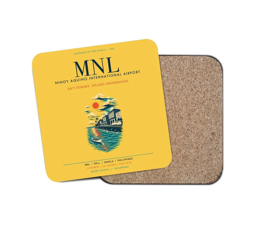 Manila Ninoy Aquino International Airport (MNL) design on yellow 1 piece coaster