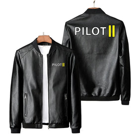 Pilot & Stripes (2 Lines) PU Leather Jackets