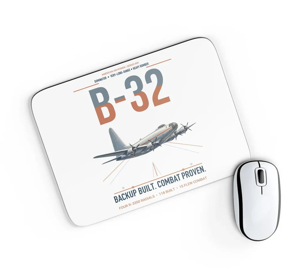 B-32 Dominator design on white rectangle mouse pad