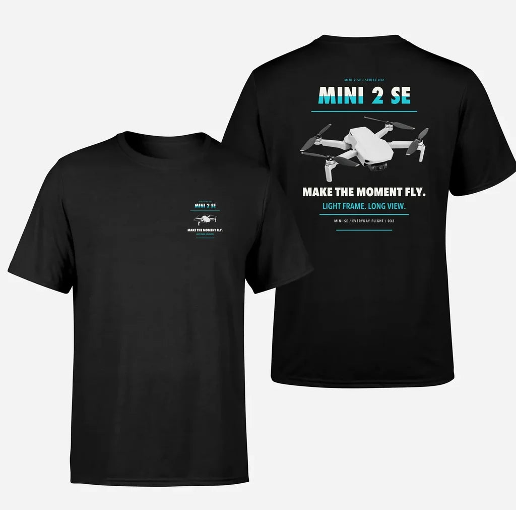 DJI Mini 2 SE design on black t shirt