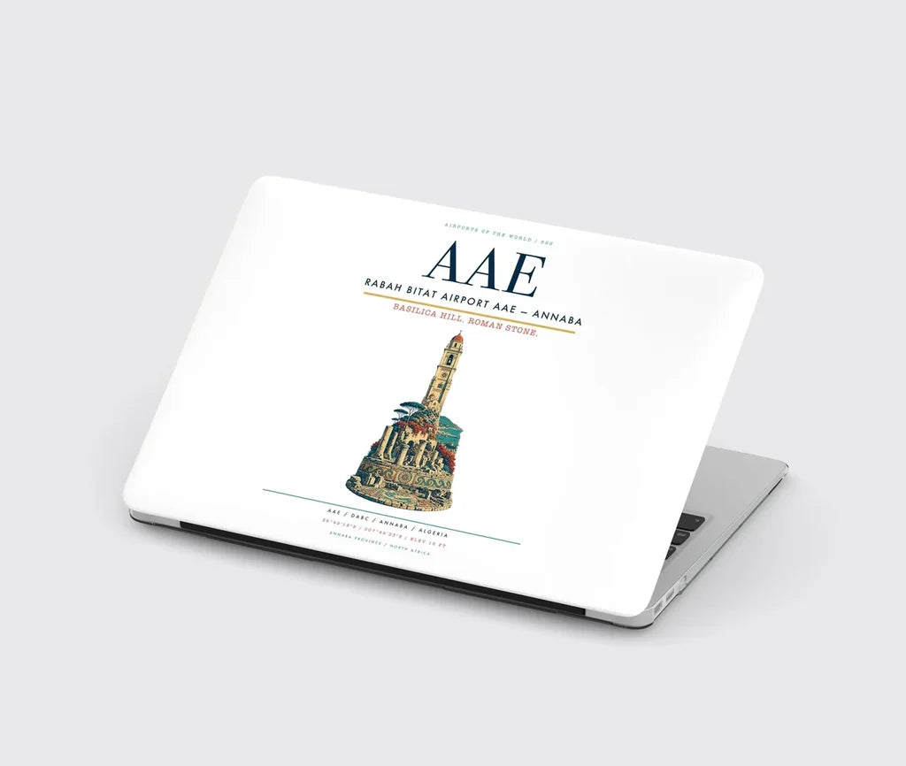 Rabah Bitat Airport (AAE) design on white MacBook case