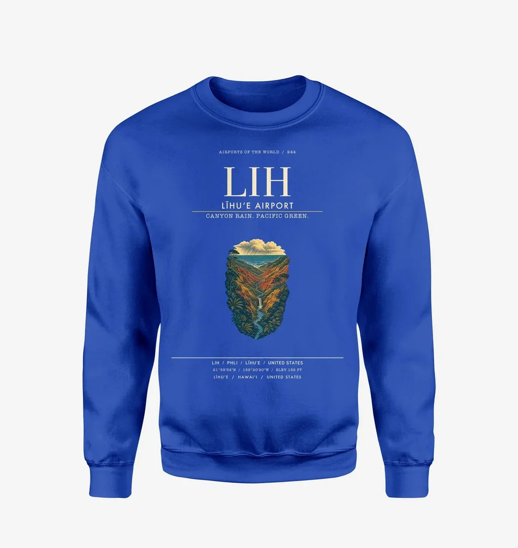 Līhuʻe Airport (LIH) design on blue sweatshirt