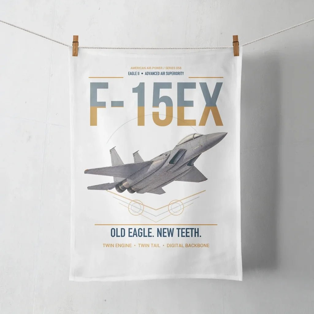 F-15EX Eagle II design on white towel