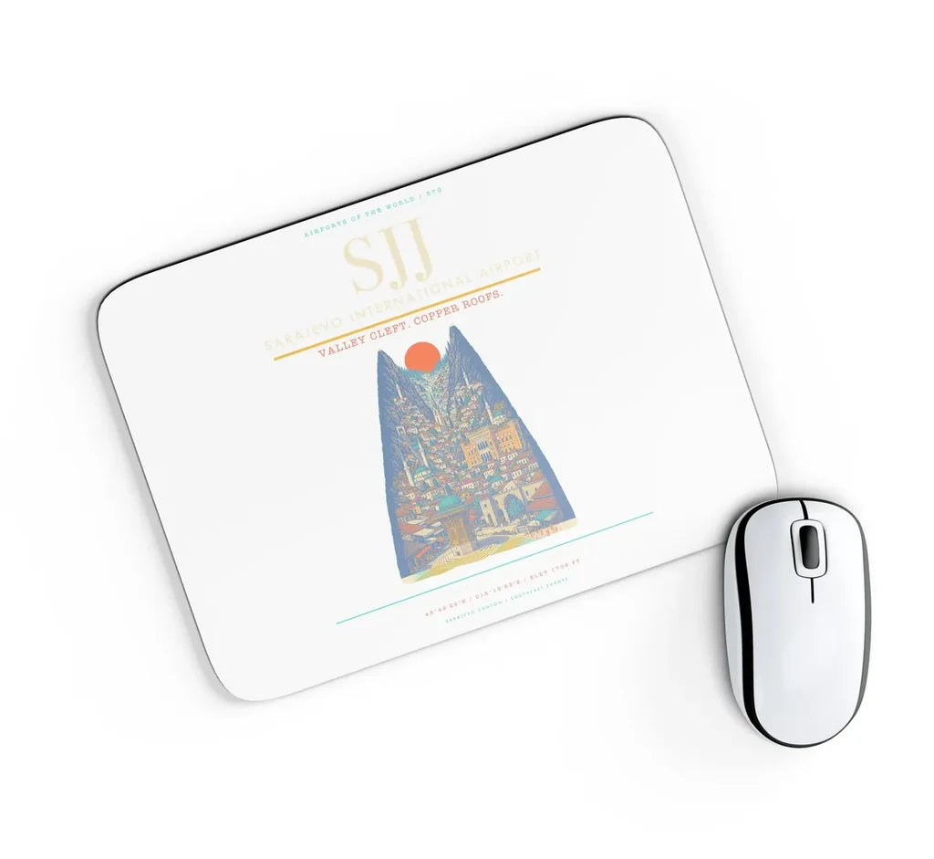 Sarajevo International Airport SJJ Mouse-Pad Rectangle - White