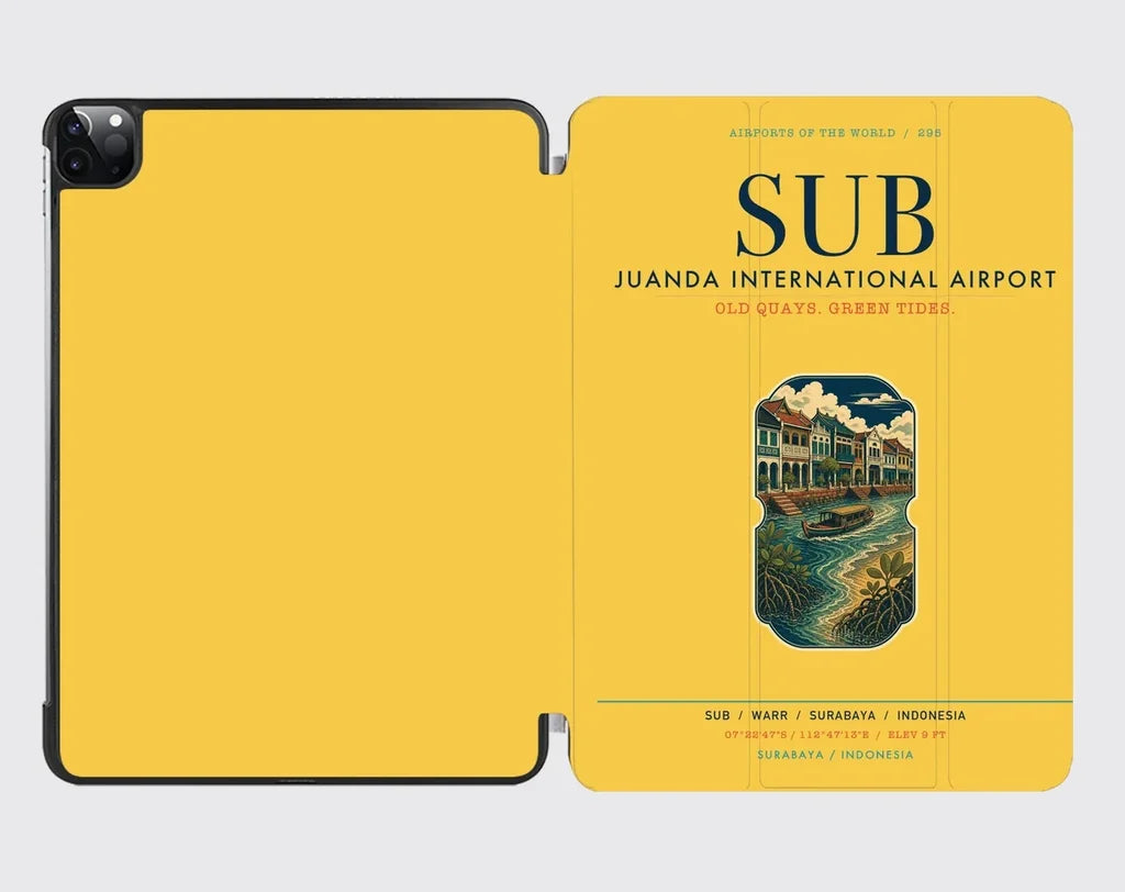 Juanda International Airport Surabaya (SUB) design on yellow ipad tablet case
