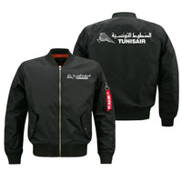 Thumbnail for Tunisair aviation design embroidered on black bomber jacket