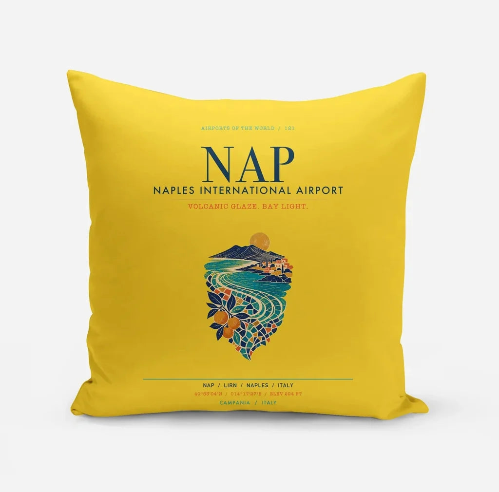 Naples International Airport (NAP) design on yellow pillow