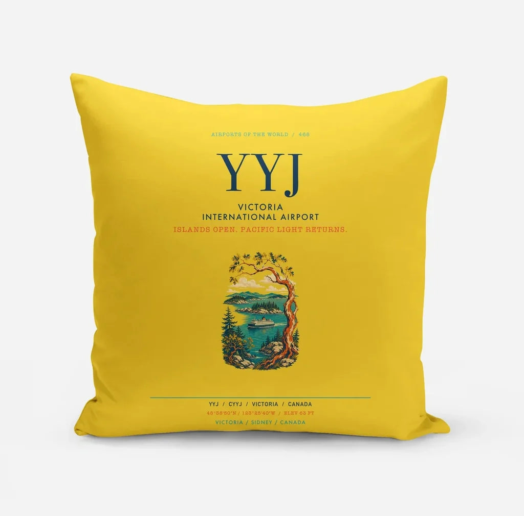 Victoria International Airport (YYJ) design on yellow pillow