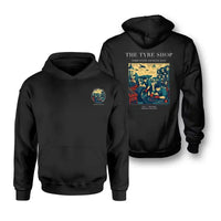 Thumbnail for VINTAGE G4535 - The Tyre Shop - Double-Side Hoodie design on black double side