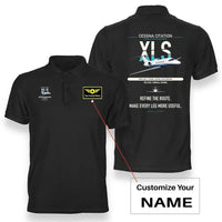 Thumbnail for Cessna Citation XLS design on black+name double-side polo t-shirt, double-side print