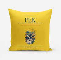 Thumbnail for Beijing Capital International Airport (PEK) design on yellow pillow
