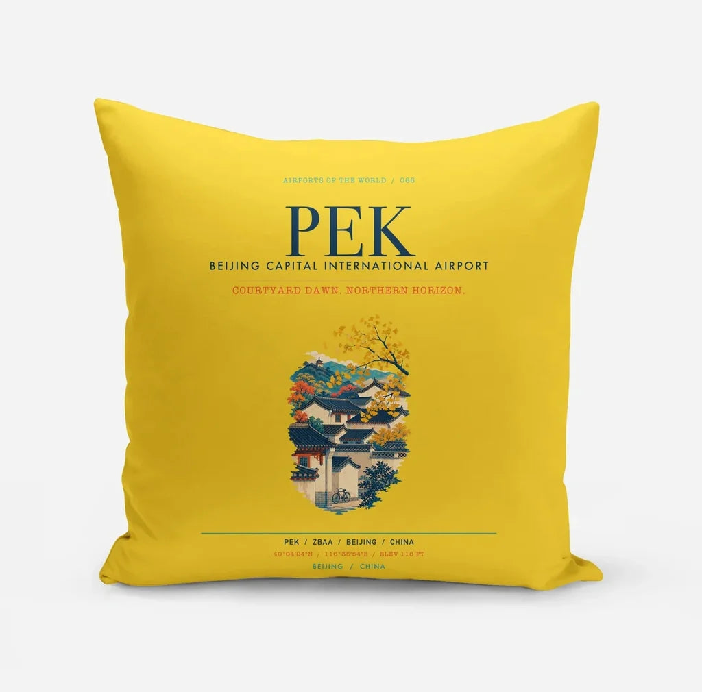 Beijing Capital International Airport (PEK) design on yellow pillow