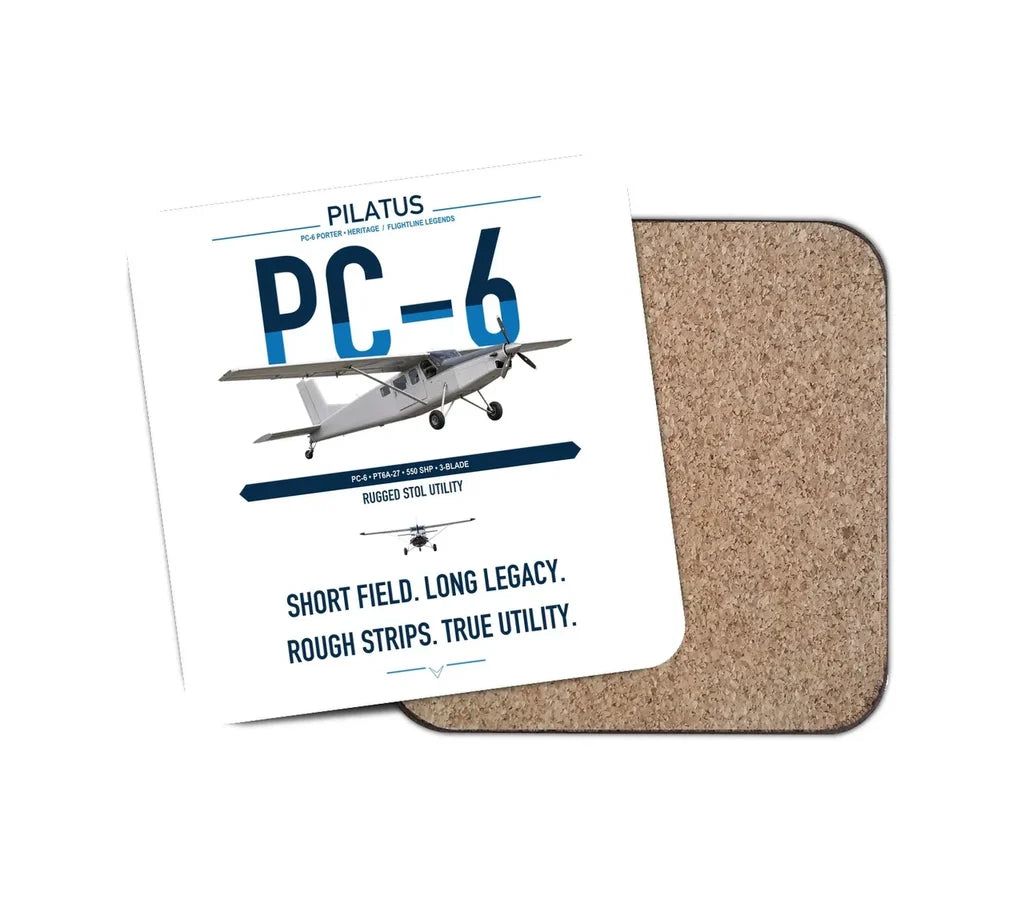 Pilatus PC-6 Porter design on white 1 piece coaster