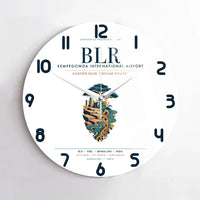 Thumbnail for Kempegowda International Airport Bengaluru (BLR) design on white no frame wall clock
