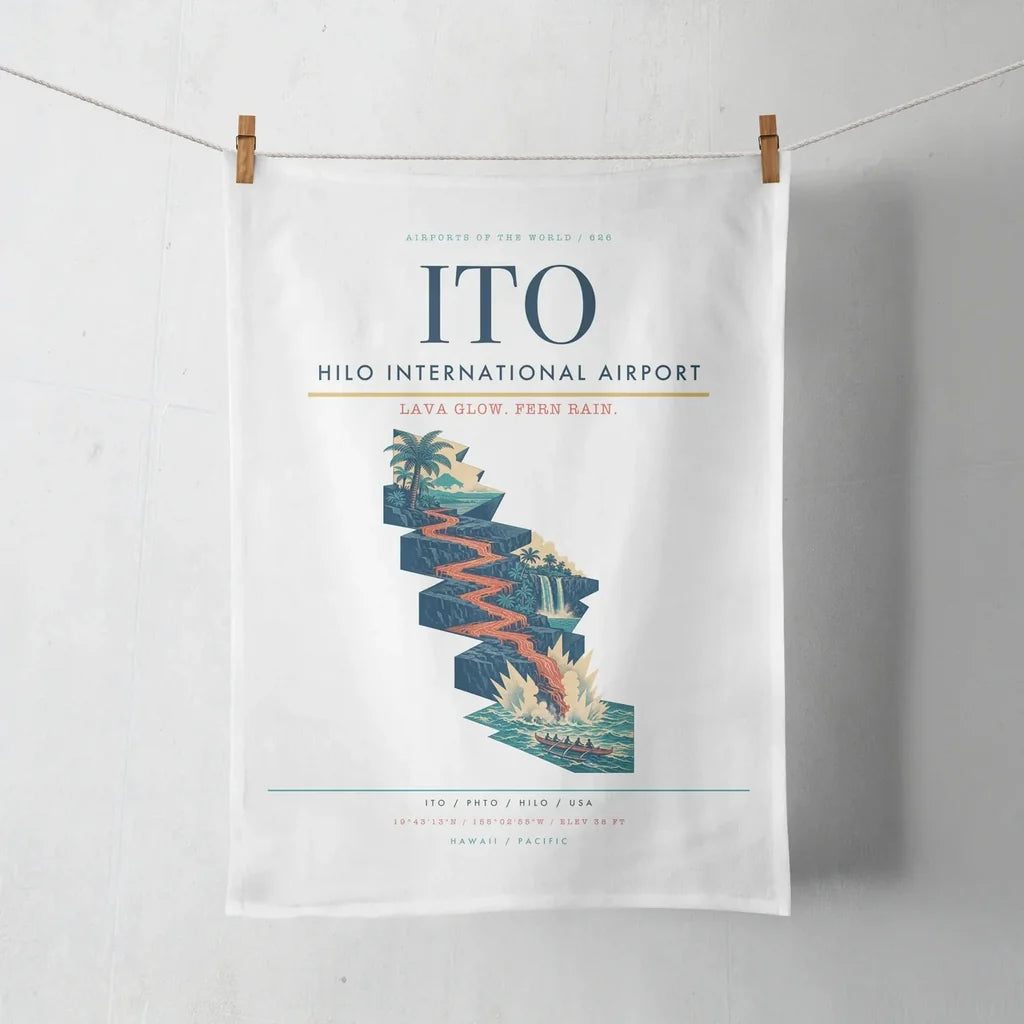 Hilo International Airport (ITO) design on white towel