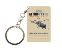 Thumbnail for Aérospatiale SA 316B Alouette III design on beige designed key chain, double-side print