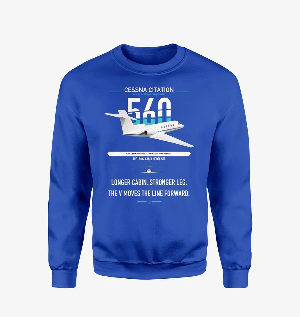 Cessna Citation 560 - Citation V design on blue sweatshirt