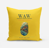 Thumbnail for Warsaw Chopin Airport (WAW) design on yellow pillow