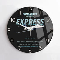 Thumbnail for Bombardier Global Express design on black no frame wall clock