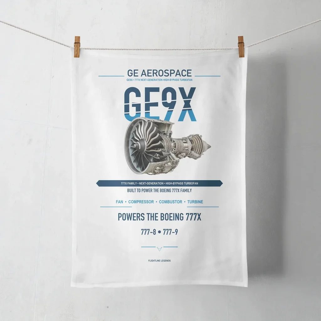 GE9X design on white towel