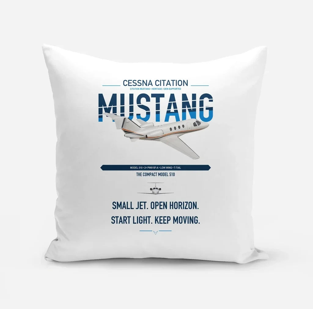 Cessna Citation Mustang design on white pillow