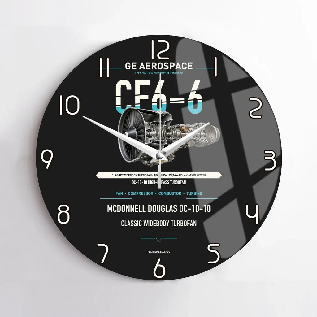 CF6-6 design on black no frame wall clock