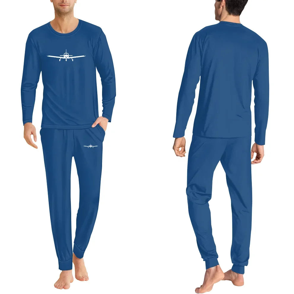 Piper PA28 Silhouette Plane men pajamas - Blue